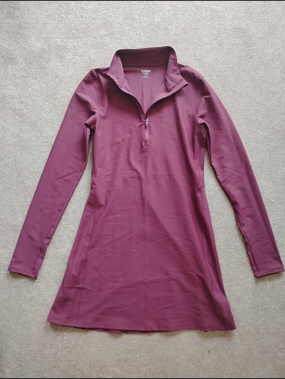 Old Navy Long Sleeve Quarter-Zip Dress in Deep Red